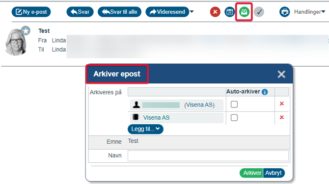Arkivere mottatt e-post1