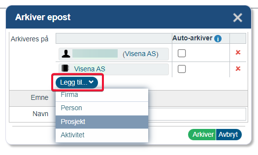 Arkivere mottatt e-post2