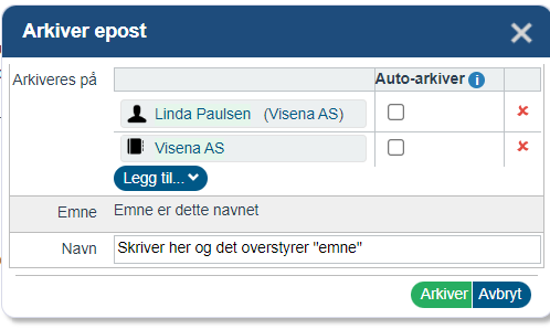 Arkivere mottatt e-post3