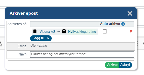 Arkivere ny e-post 3