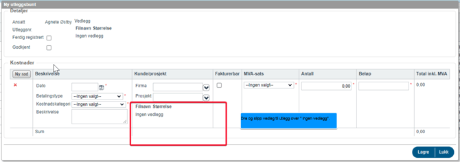 Behandling av utlegg som skal faktureres til kunde2