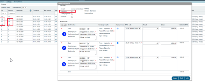 Behandling av utlegg som skal faktureres til kunde5