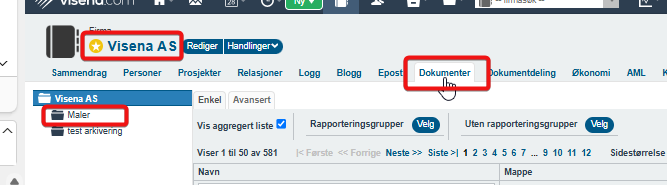 Dokumentmaler - mappen for maler1