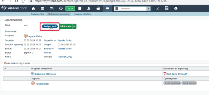 Endre innstillinger for purringer på dokumentsigneringer2