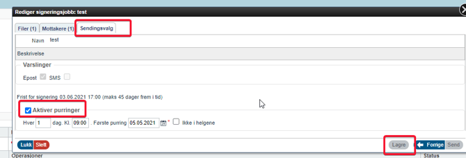 Endre innstillinger for purringer på dokumentsigneringer3