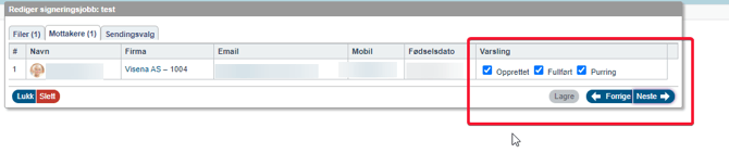 Endre innstillinger for purringer på dokumentsigneringer4