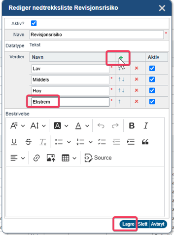 Endre tekstliste på et krav2