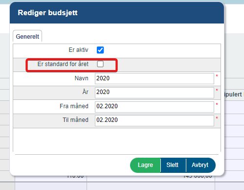 Feilmelding ved menyvalg budsjett2
