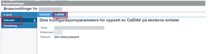 Finn dine brukerinnstillinger for oppsett av mail og kalender til andre klienter4