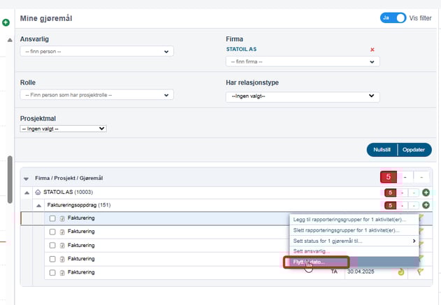 Flytte dato på gjøremål 1