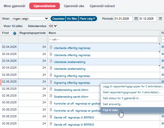 Flytte dato på gjøremål 2