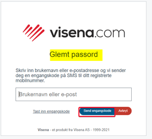 Glemt passordalternativt mobilnummer for engangskode ved gjenopprettelse av passord2