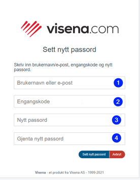 Glemt passordalternativt mobilnummer for engangskode ved gjenopprettelse av passord3