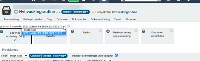 Hvitvaskingsrutine - gjenbruk - opprettelse av syklus ved nye vurderinger13