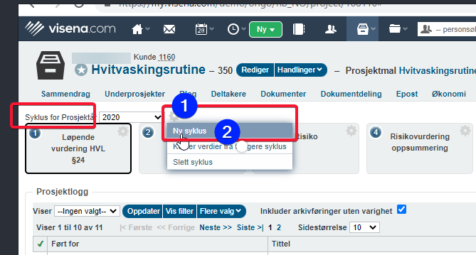 Hvitvaskingsrutine - gjenbruk - opprettelse av syklus ved nye vurderinger2
