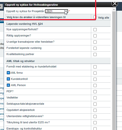 Hvitvaskingsrutine - gjenbruk - opprettelse av syklus ved nye vurderinger3