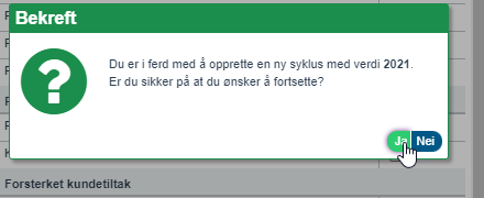 Hvitvaskingsrutine - gjenbruk - opprettelse av syklus ved nye vurderinger4