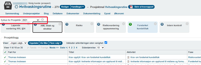 Hvitvaskingsrutine - gjenbruk - opprettelse av syklus ved nye vurderinger5