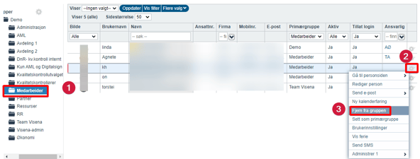 Hvordan fjerne en bruker fra en grupper.