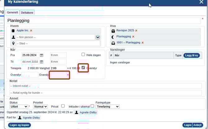 I timeregistrering - medgått tid og fakturerbar tid er ulik2
