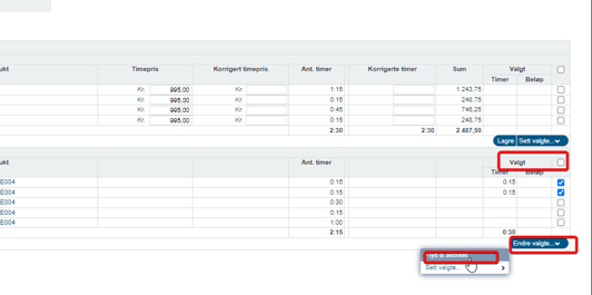 Ikke fakturerbare aktiviteter knyttet til produkt eller ikke - visning oppdrag eller firma>økonomi>kontroll og faktura3