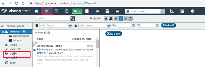 Innbetalinger til Visena , utestående beløp, sende purringer fra Visena4