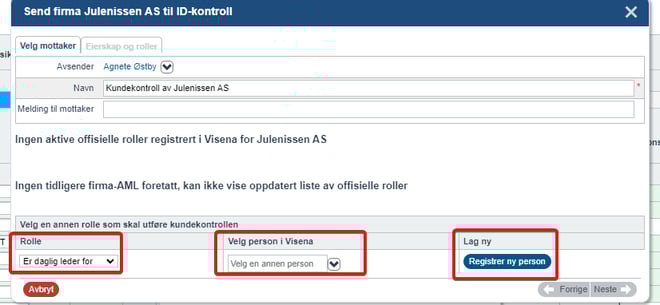 Innhold Visena kundekontroll fanen velg mottaker (side 1)3