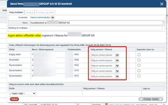 Innhold Visena kundekontroll fanen velg mottaker (side 1)4