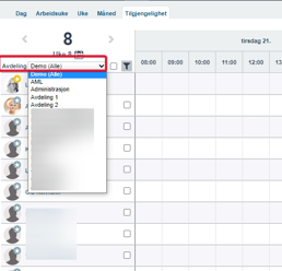 Kalender - tilgjengelighet, kalenderoversikt brukere1