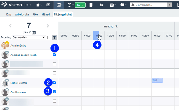 Kalender - tilgjengelighet, kalenderoversikt brukere4
