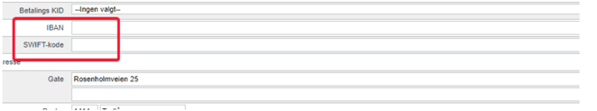 Legge inn SWIFT & IBAN på selskapet2