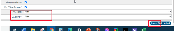 Legge inn SWIFT & IBAN på selskapet3