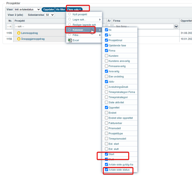Liste avsluttede oppdrag