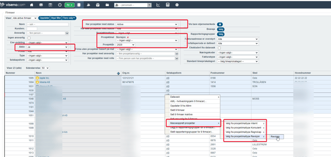 Masseopprettelse prosjekt fra firmalisten1