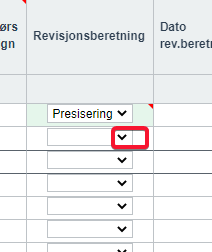 Nedtrekksliste ved utfylling av krav i prosess1