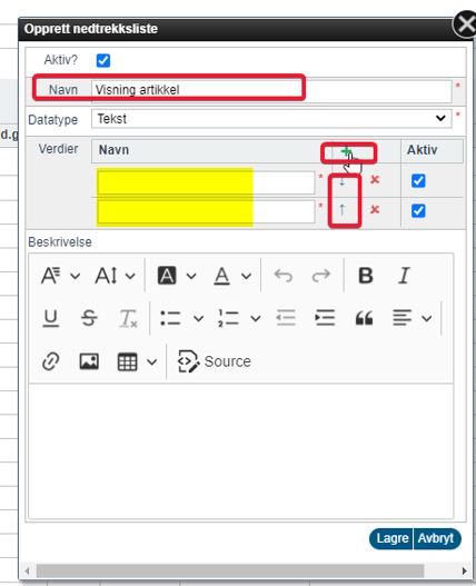Nedtrekksliste ved utfylling av krav i prosess3