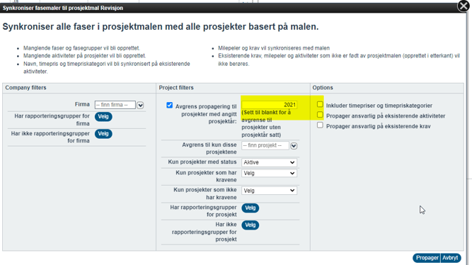 Nedtrekksliste ved utfylling av krav i prosess5