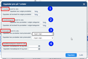 Oppdatere priser på produkter iht produktregisteret2
