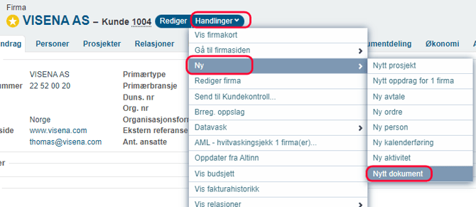 Opprett dokument fra mal og send til digital signering 1