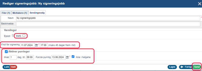 Opprett dokument fra mal og send til digital signering 10