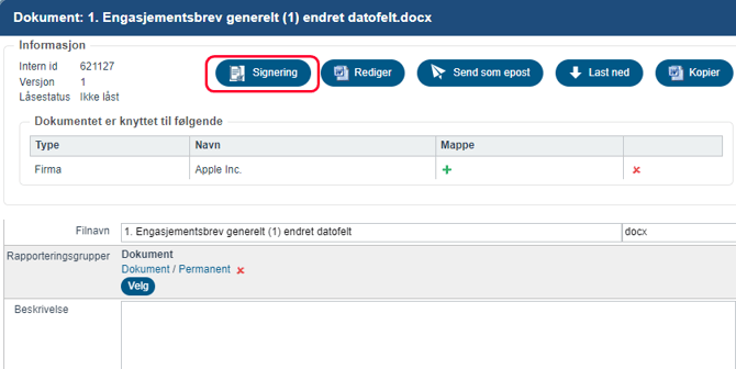Opprett dokument fra mal og send til digital signering 6