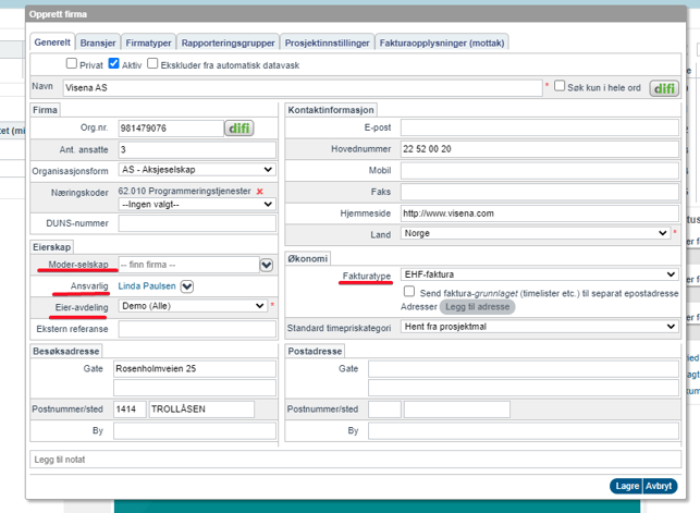 Opprette nytt firma5