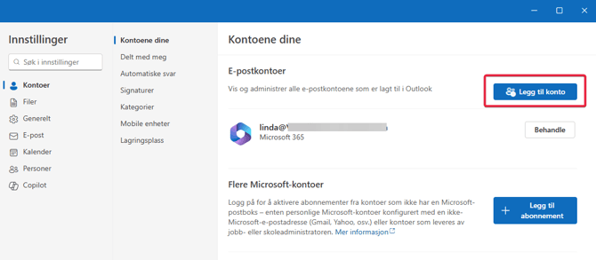 Oppsett av Visena e-postkonto i Outlook2