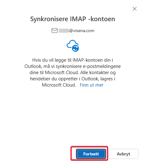Oppsett av Visena e-postkonto i Outlook6