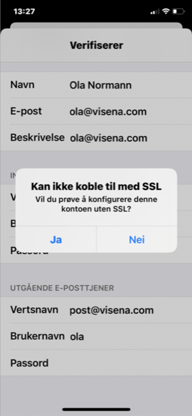 Oppsett av e-post på Iphone 6
