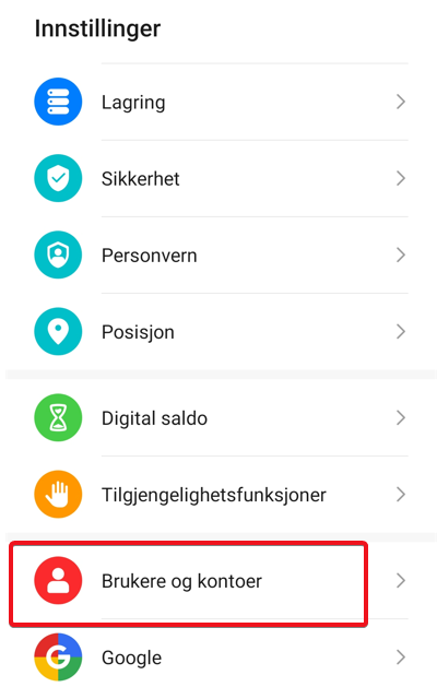 Oppsett av e-post til Android5