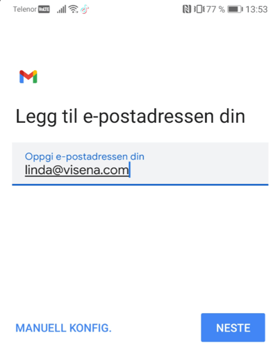 Oppsett av e-post til Android8