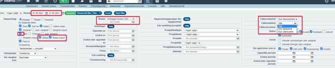 Rapport - fakturert per medarbeider eller fakturerbare timer for en gitt periode2