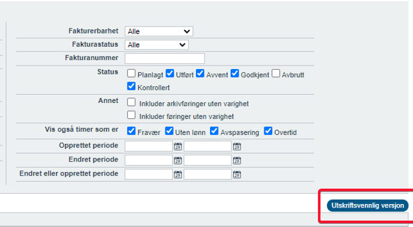 Rapport - timeforbrukregistrerte timer per kunde, oppdragsansvarlig og prosjekttypeprosjektår5