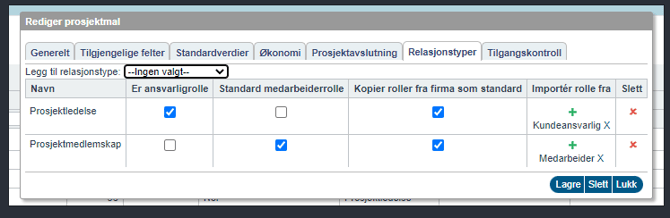 Relasjonstyper prosjekmal